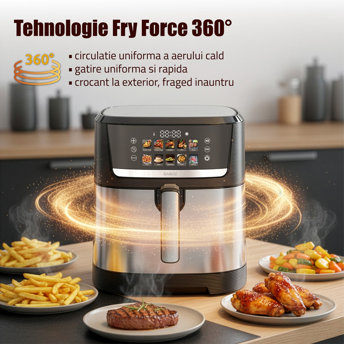 Air Fryer Samus AF8.5-S2000D | 2000W, 8.5L, Digital, Inox