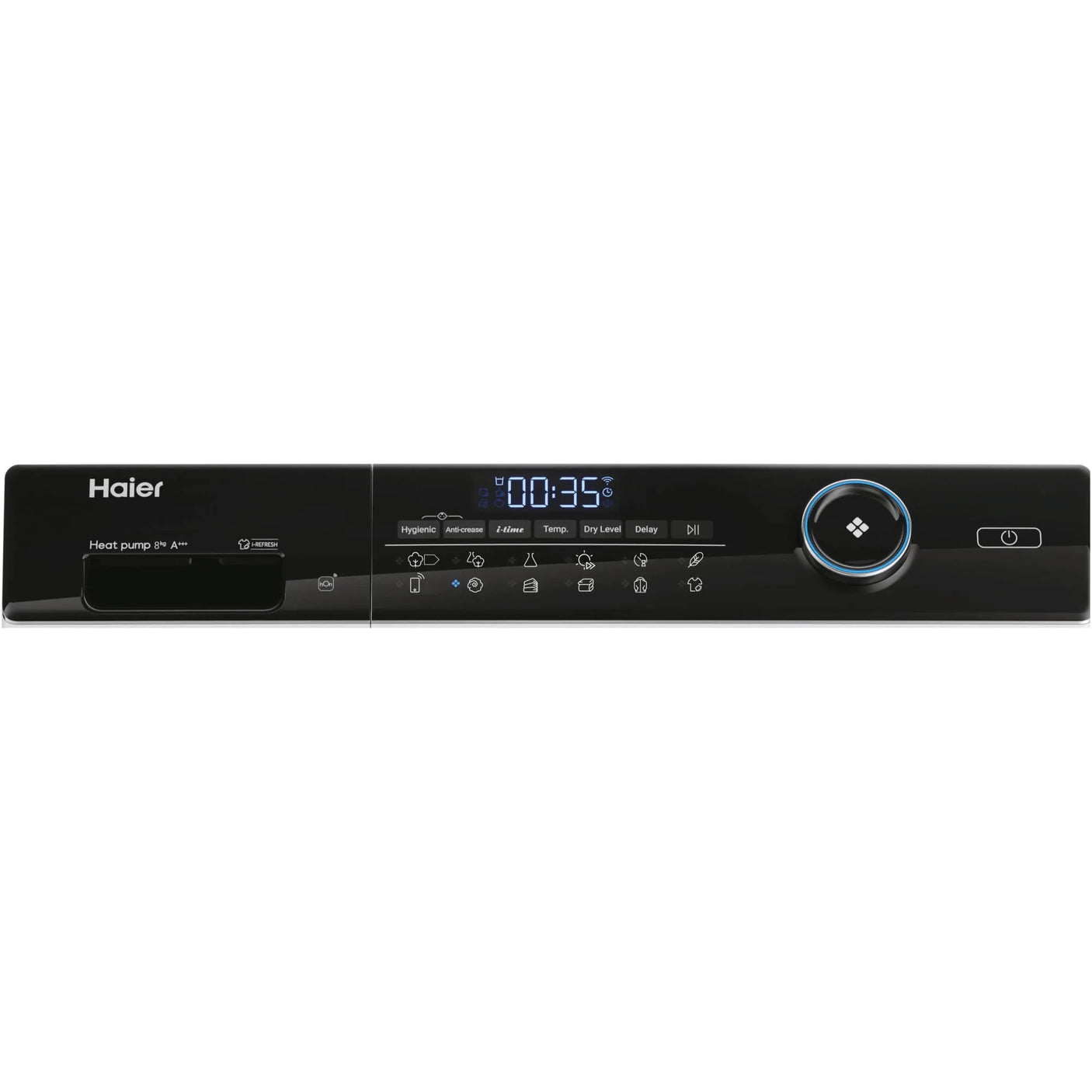 HAIER Uscator de rufe Haier, Pompa de caldura cu compresor inverter, 8kg,clasa A+++, WIFI-app hOn, 11 programe +app, alba - usa neagra