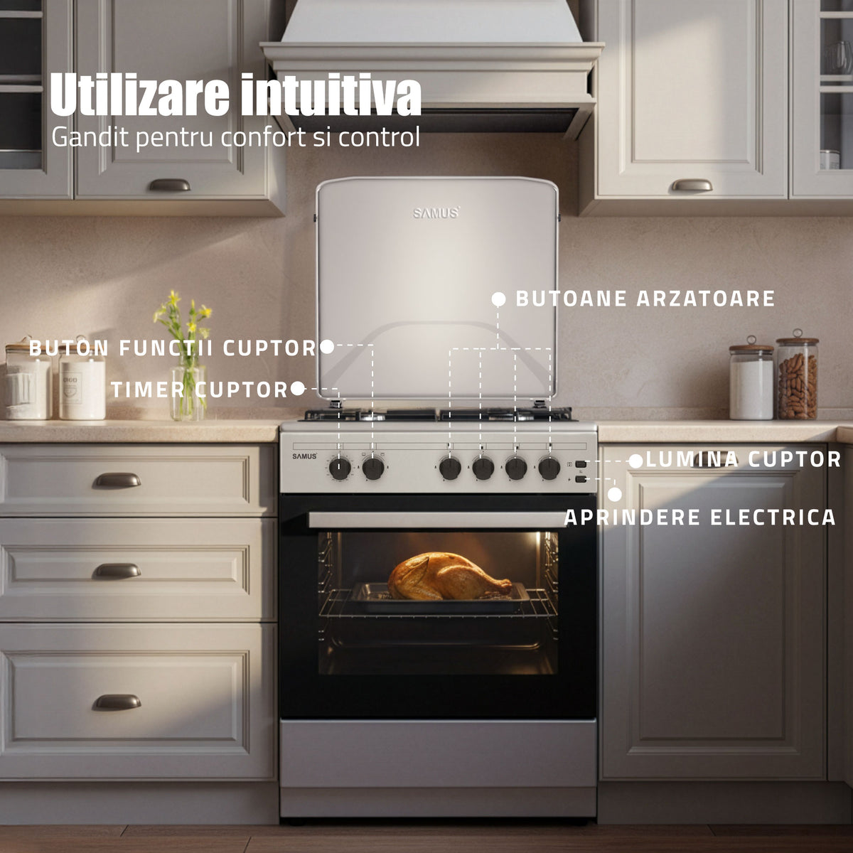 Aragaz SamusSM661XPGS1 | 55L, Gri, 60x63x85.5cm