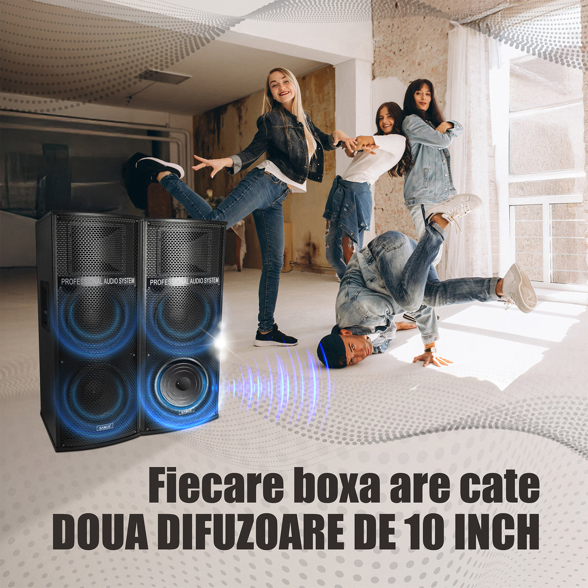 Boxa Portabila Set Samus TWIN SOUND 22 PRO | 240W, Bluetooth, Negru