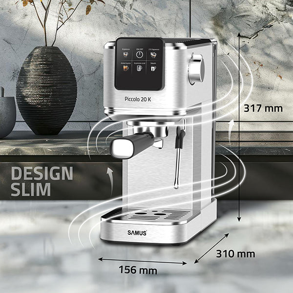 Espressor Manual Samus Piccolo 20 K | 1350W, 1.2L, 20 bari, Inox