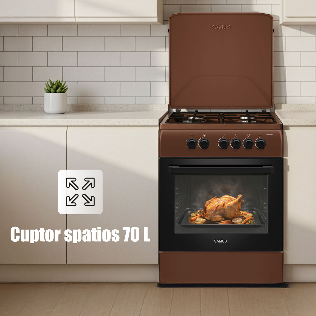 Aragaz SamusSM664MBS | 60cm, Timer, 60x63.5x86cm
