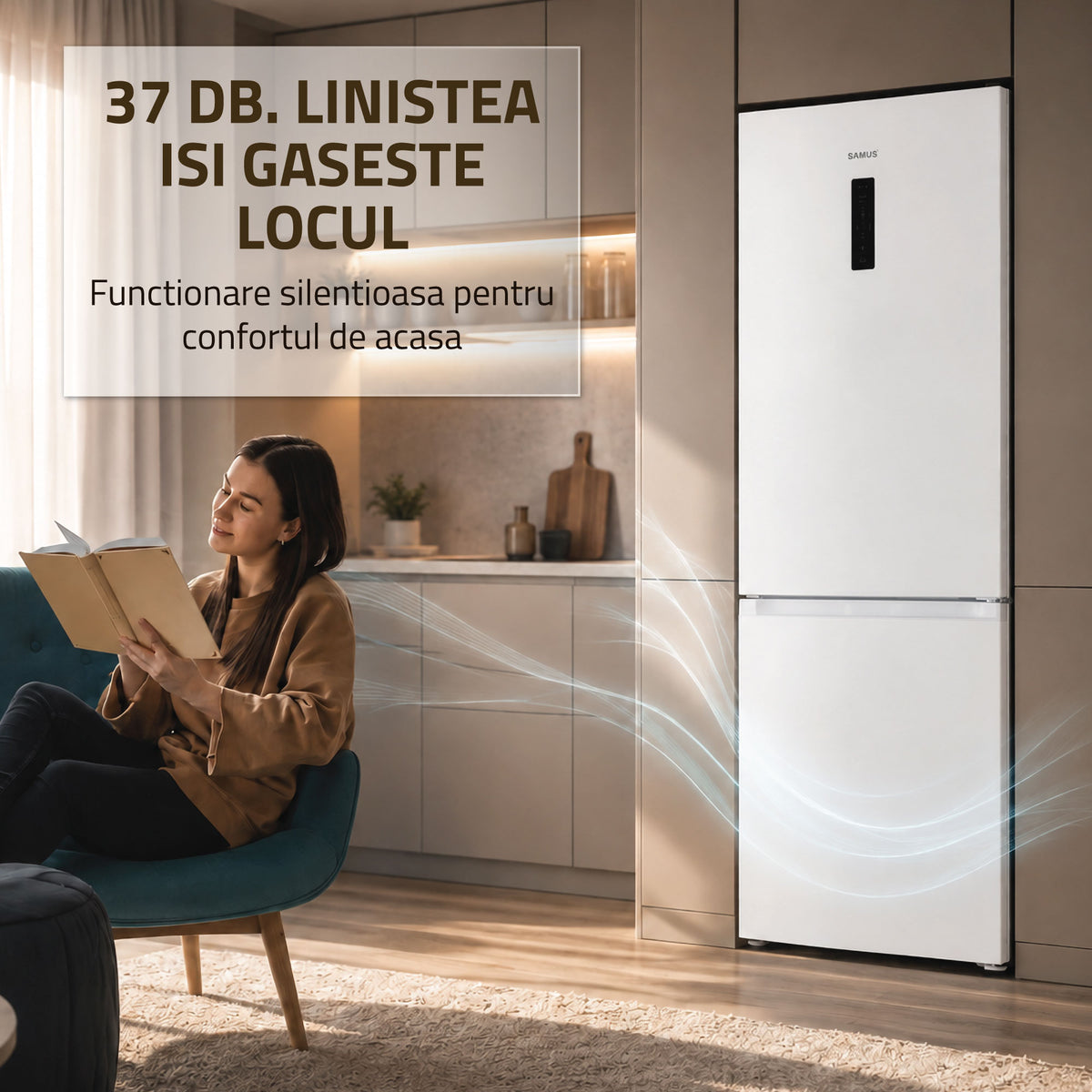 Combina Frigorifica Samus SCW540NFIE | 400L, No Frost, Clasa E, Inox, 60x68x186cm