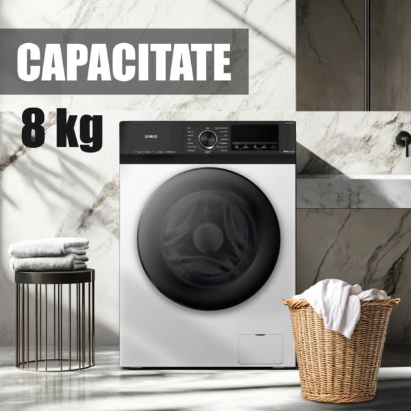 Samus Masina de spalat rufe Mașină de Spălat Rufe Inverter Samus | 8kg, 1200 RPM, Clasa A, 16 programe, 59.5x56x85cm