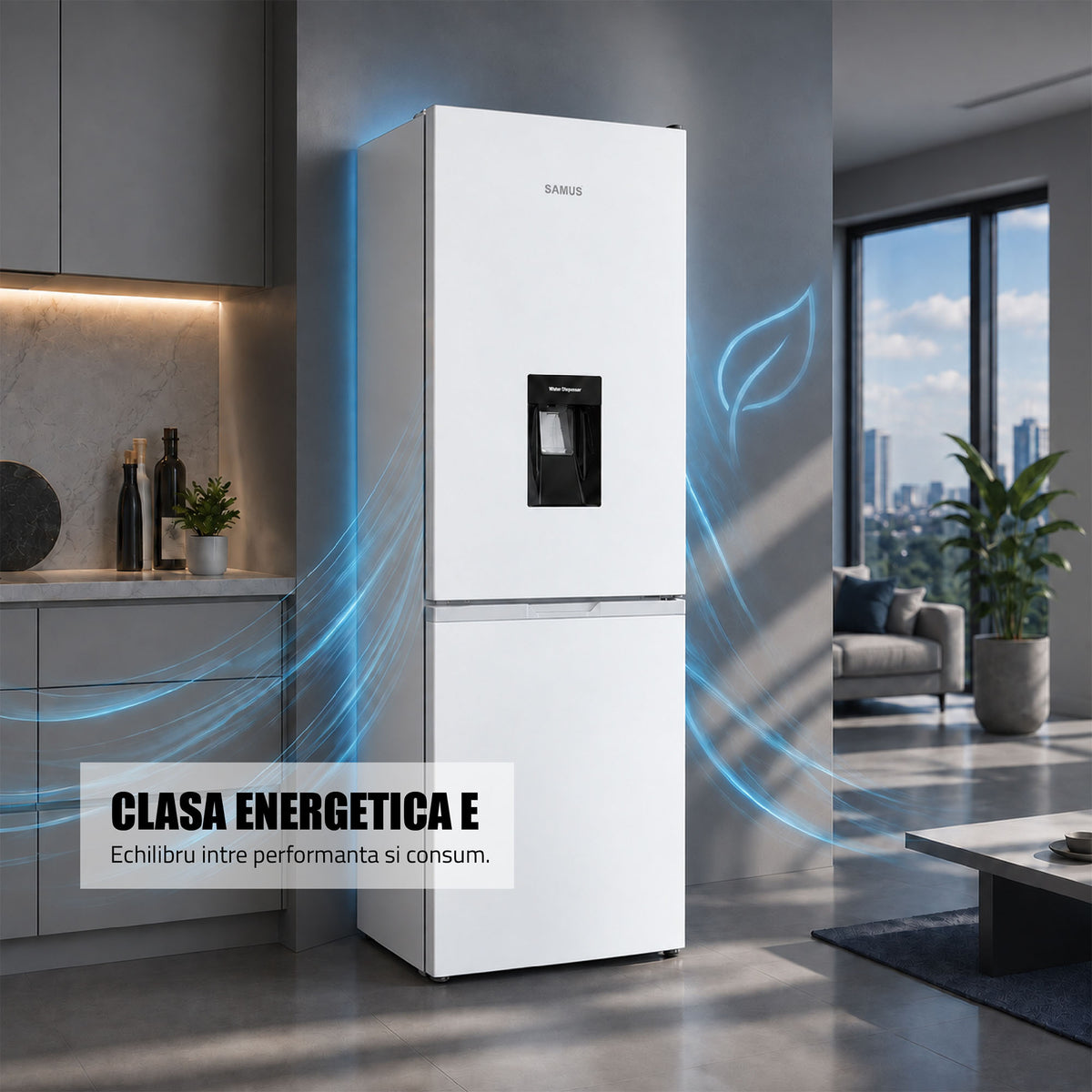 Combina Frigorifica Samus SCW517NFIDE | 324L, No Frost, Clasa E, Inox, 60x65x201cm - Etichetă energetică