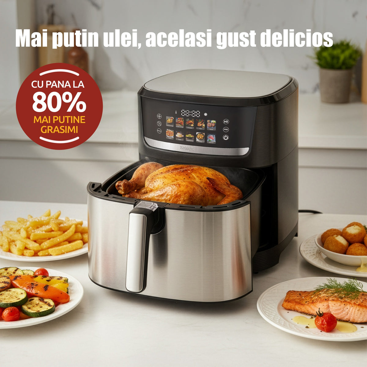 Air Fryer Samus AF8.5-S2000D | 2000W, 8.5L, Digital, Inox
