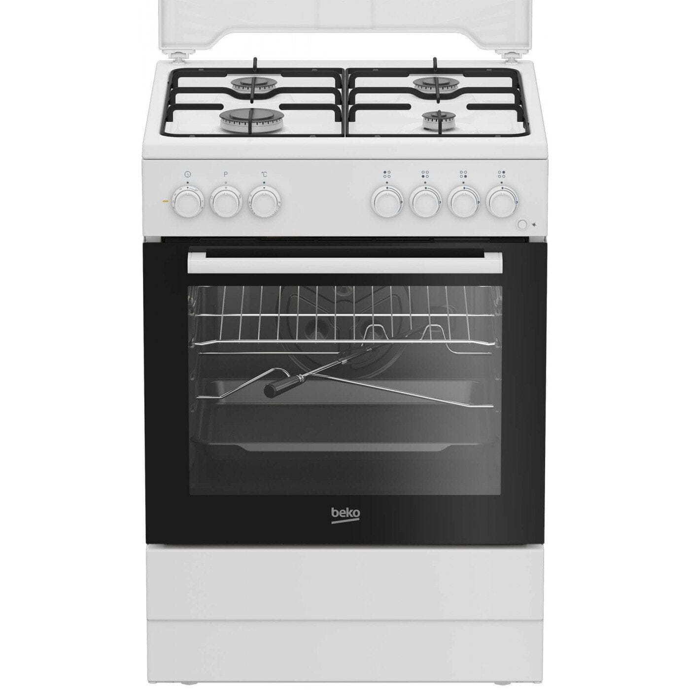 Beko Aragaz Aragaz Beko FBST62110DW | 4 Arzatoare, Grill Electric, Cuptor Electric, Rotisor, 60x60x85cm