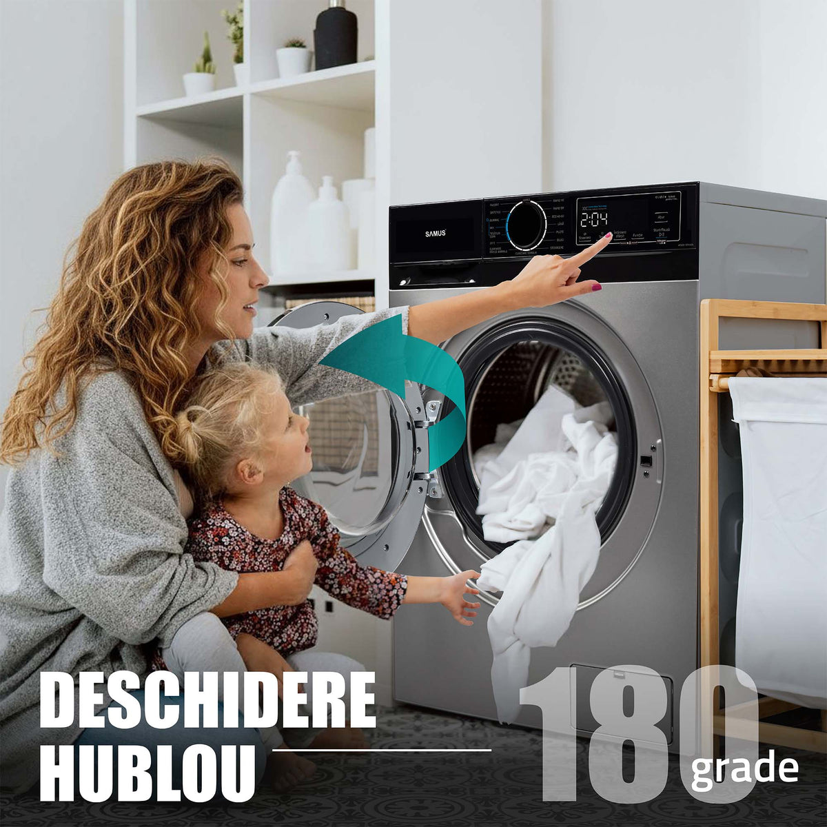 Mașină Spălat Rufe Samus WSADI-10145DS | 10kg, 1350 RPM, Clasa A