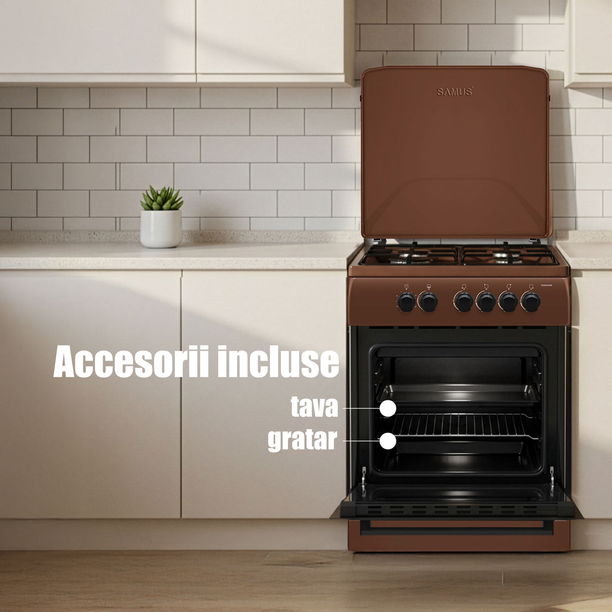Aragaz SamusSM664MBS | 60cm, Timer, 60x63.5x86cm