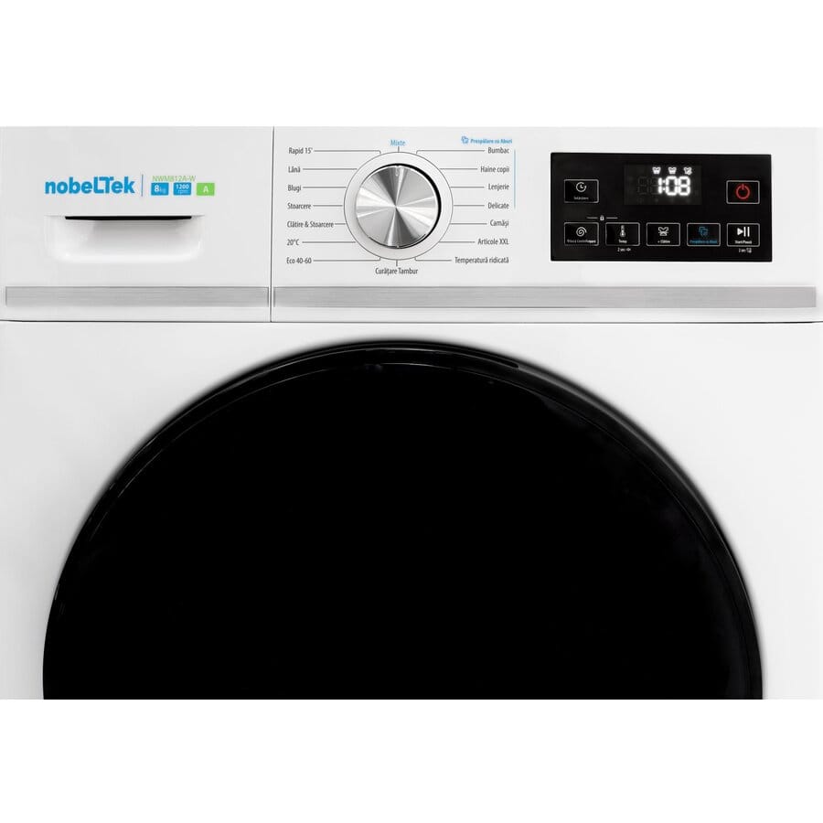 Nobeltek Masina de spalat rufe Masina de spalat rufe Nobeltek NWM812A-W | 8kg, 1200rpm, Clasa A, Inverter