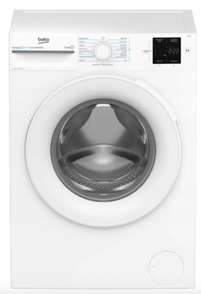 Masina de spalat rufe Beko, 7kg, 1000rpm, Clasa A, EnergySpin, Motor ProSmart Inverter, 15 programe, SteamCure, display, alb