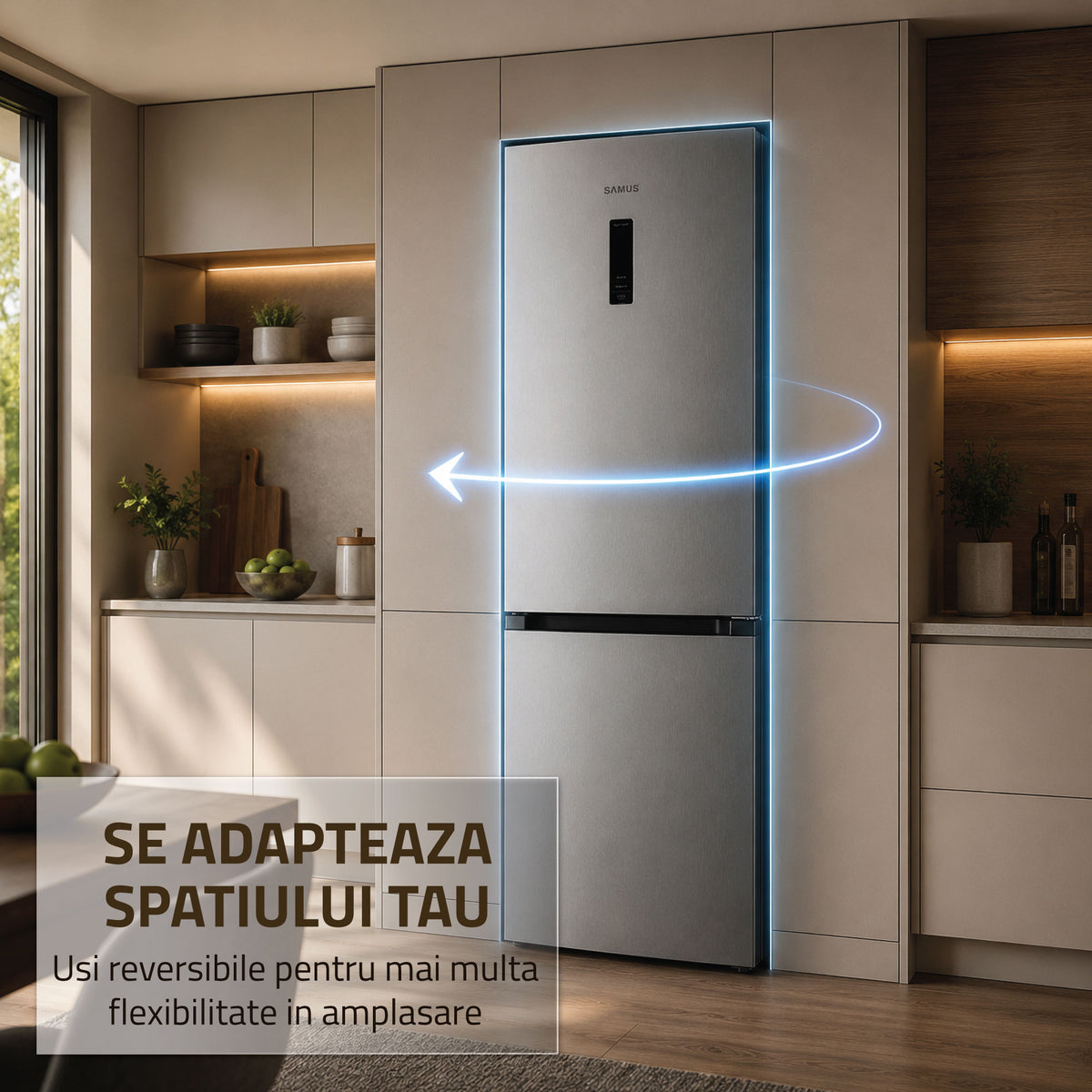 Combina Frigorifica Samus SCX540NFIE | No Frost, Clasa E, Inox, 60x68x186cm