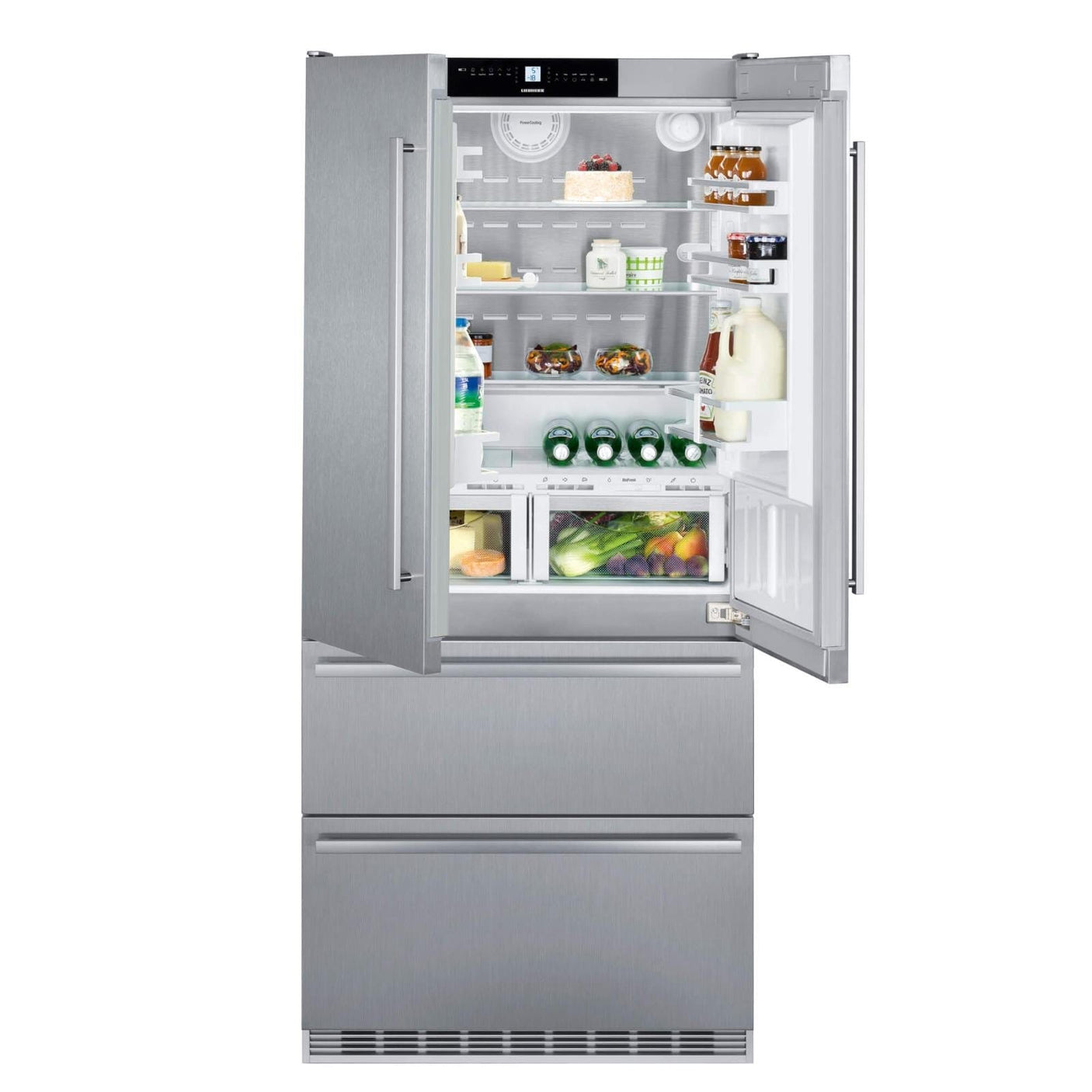 Liebherr Combina frigorifica, Gama: PremiumPlus, Clasa energetica: A++, Clasa climatica: SN-T, Culoare: inox, DuoCooling, Capacitate neta totala: 480, Capacitate neta racitor: 364, din care capacitate neta BioFresh: 69, Capacitate neta congelator: 116, Tip congela