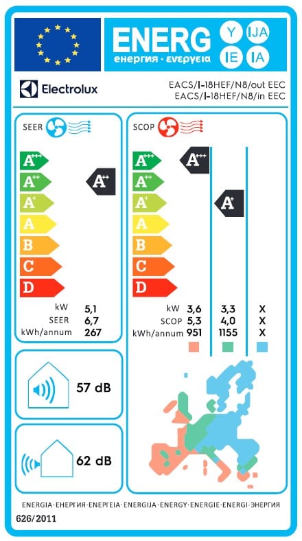 Electrolux Aparat aer conditionat Aparat de aer conditionat Electrolux EACS/I-18HEF, 18000BTU, Clasa A++/A+++, Inverter, Incalzire, Wi-fi air conditioner control, R32, 4-way swing, I FEEL, Auto-restart.