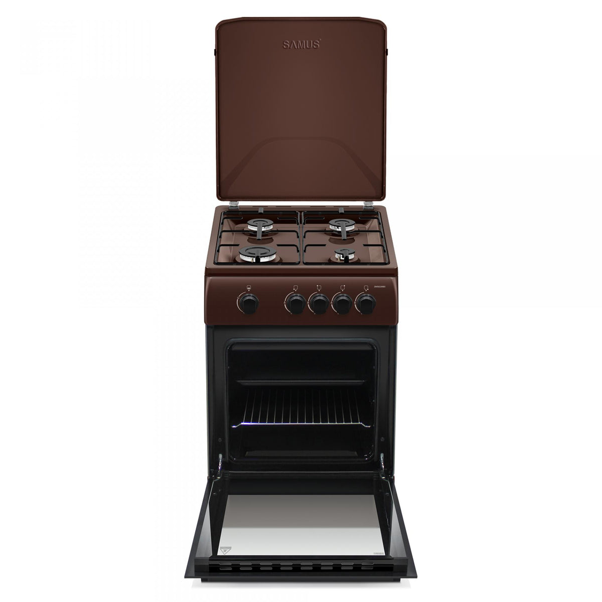 Aragaz Samus SM561MBS | 4 Arzatoare Gaz, Cuptor Gaz, Geam Dublu, Maro, 50x63x86cm