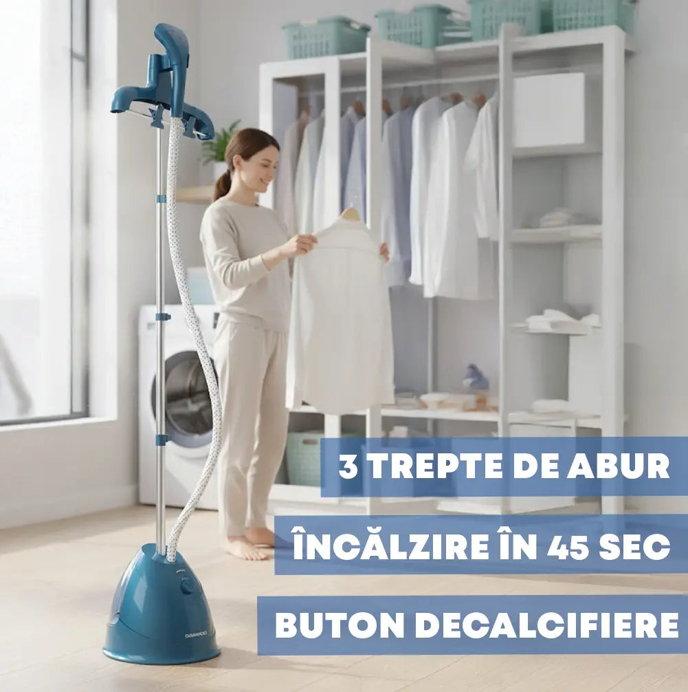 Daewoo SDA Aparat de calcat vertical Aparat de Călcat Vertical Daewoo DGS175 | 1750W, Rezervor 2.5L, Placă Inox, Albastru