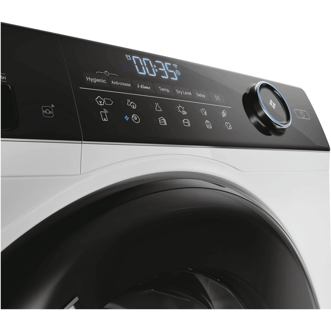 HAIER Uscator de rufe Haier, Pompa de caldura cu compresor inverter, 8kg,clasa A+++, WIFI-app hOn, 11 programe +app, alba - usa neagra