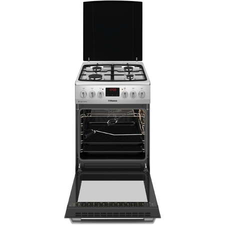 Aragaz Hansa FCMX592299 | 50cm, Mixt, 4 Arzatoare, Cuptor Electric 65L, Rotisor, Inox, 50x60x85cm