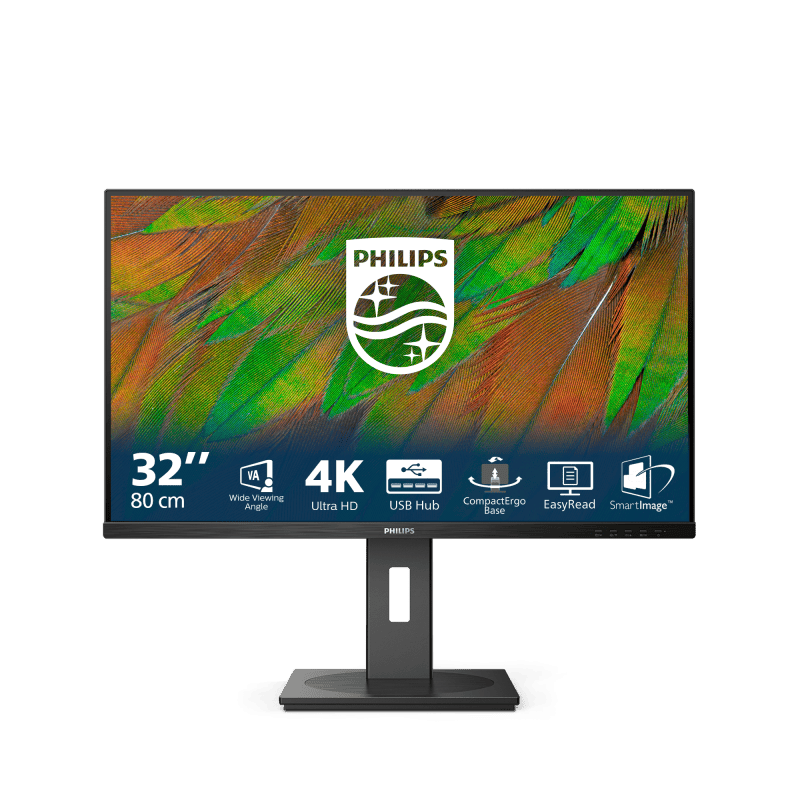 Philips Monitor Philips 31.5" 32B1N3800/00, Diagonal (inch): 31.5, Diagonal (cm): 80, Aspect ratio: 16:9, Panel: LCD VA, Resolution: 3840x2160, Refresh Rate: 60Hz, Response time GtG: 4ms, Brightness (max): 35