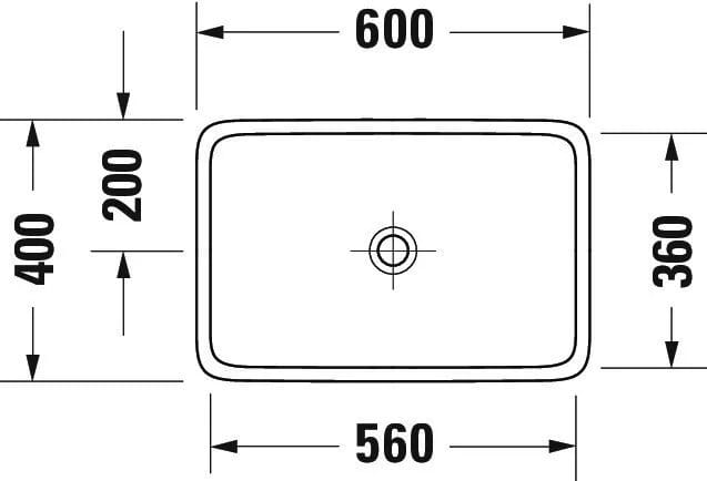 Duravit Lavoar Duravit, Above counter basin 600 mm Qatego white, w/o OF, w/o TP, ground, montare pe blat, dreptunghiular, alb