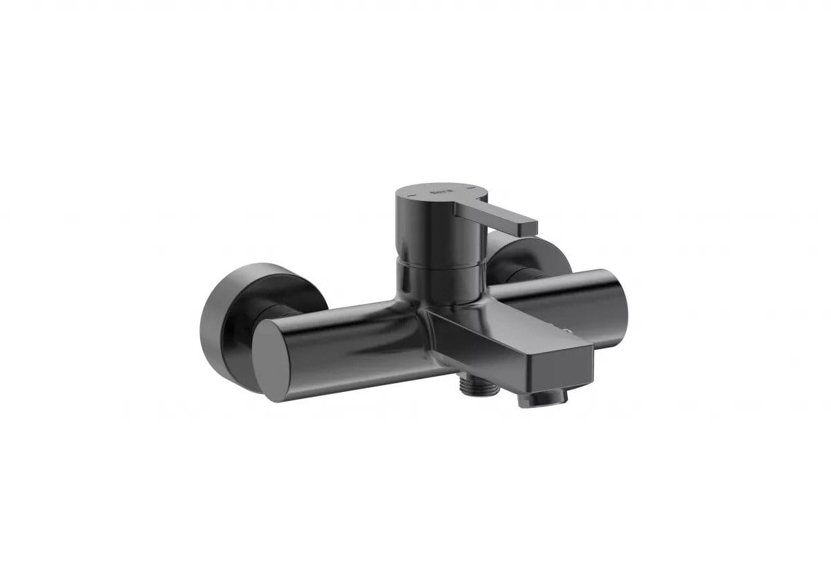 Roca Baterie cada Roca, Gama Naia, cartus ceramic, levier metalic, diverter, monocomanda, brushed titanium black, negru mat
