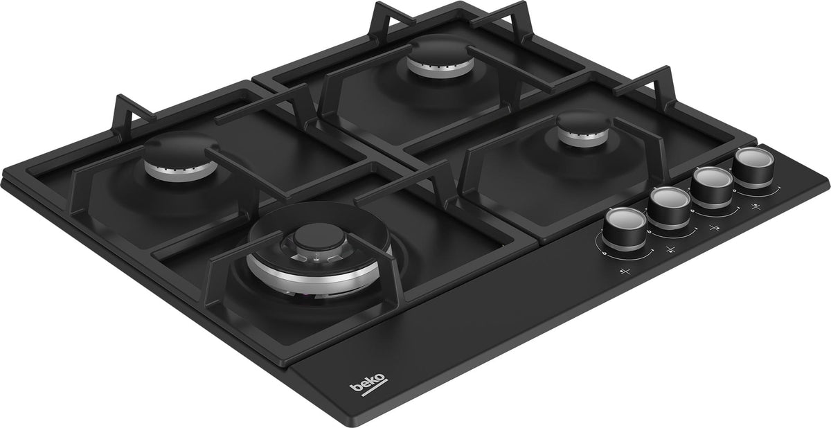 Beko Plita incorporabila Plita incorporabila Beko HIAW64225SB | Gaz, 4 arzatoare, Wok, Gratar fonta, Negru