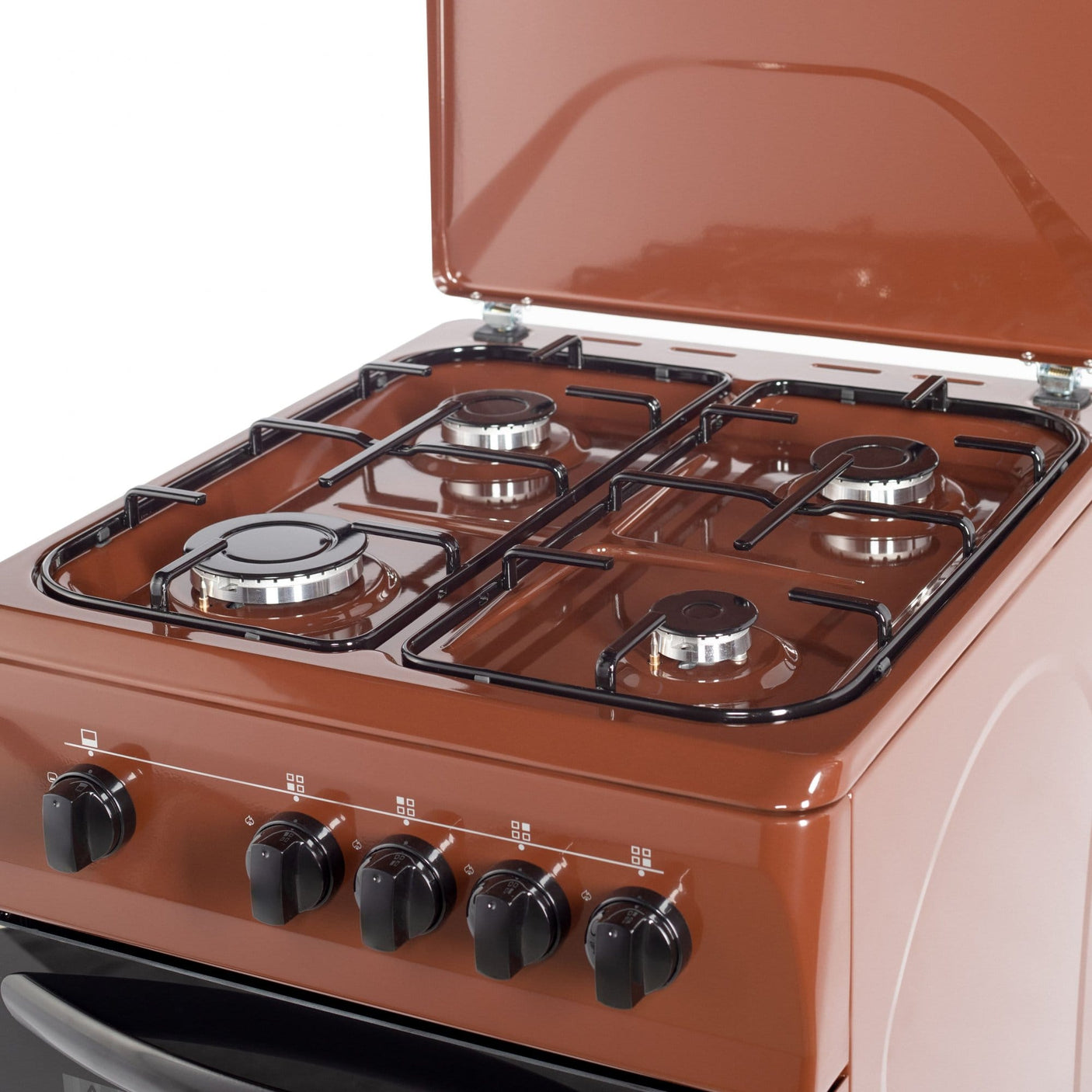 NobeLTek Cooking Aragaz Nobeltek, 50x60, plita si cuptor pe gaz, siguranta plita si cuptor, echipat cu diuze GPL, diuze GN de schimb, capac tabla, maro