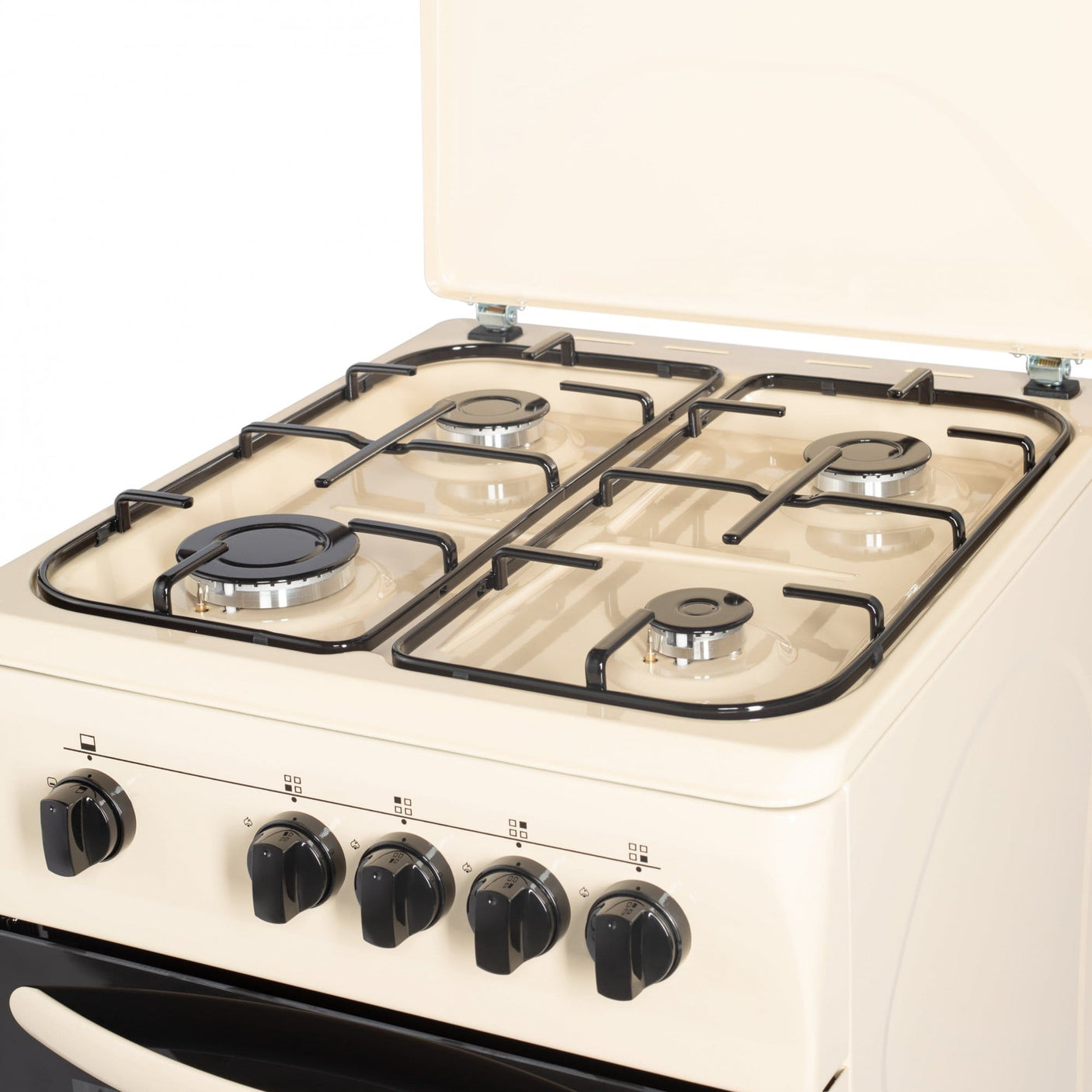 NobeLTek Cooking Aragaz Nobeltek, 50x60, plita si cuptor pe gaz, siguranta plita si cuptor, echipat cu diuze GPL, diuze GN de schimb, capac tabla, bej