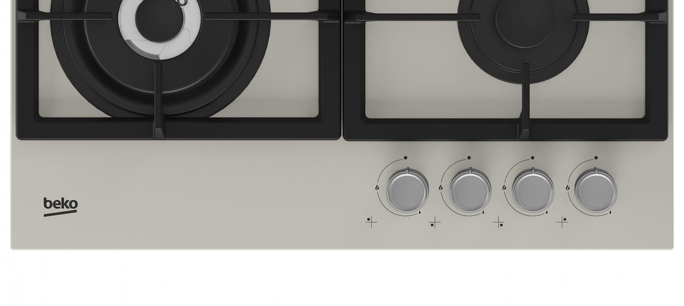 Beko Plita pe gaz Plita pe Gaz Beko HILW64225SBG | 60cm, 4 Arzatoare, Sticla Gri, Wok