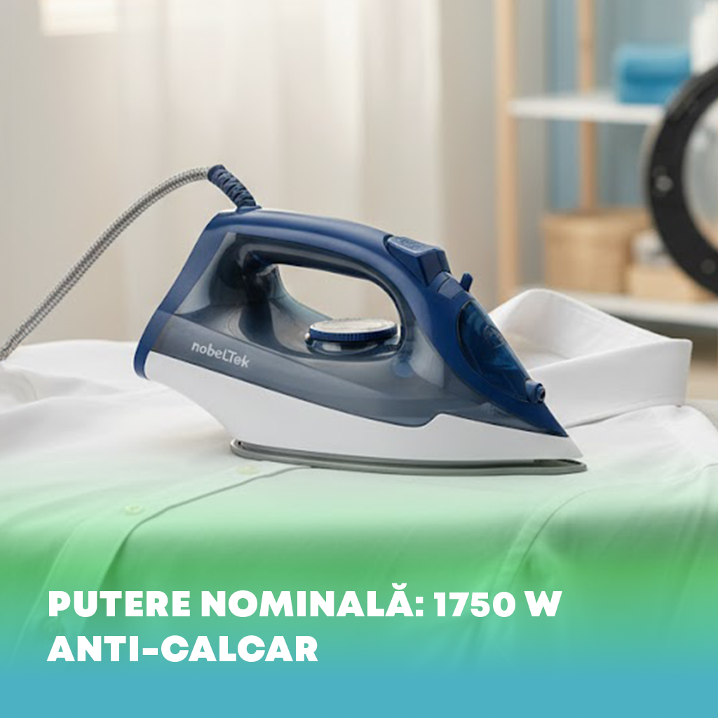 Fier de Calcat Nobeltek NSI2400 | 1750W, Talpa Ceramica, 25 g/min, Abur Vertical, 350 ml