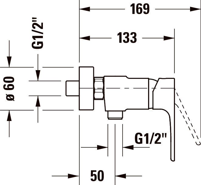 Duravit Baterie dus Duravit, B.1 Single lev.shower mix.exposed, monocomanda, aparenta, cartus ceramic, crom