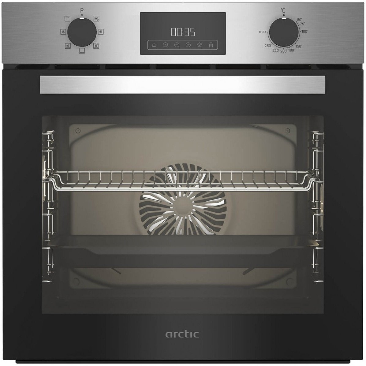 Cuptor electric Arctic, 71l, Clasa A, 6 functii, Timer, Touch control, Grill, AeroCooking, Aqua Drop Clean - autocuratare catalitica, Display, Inox