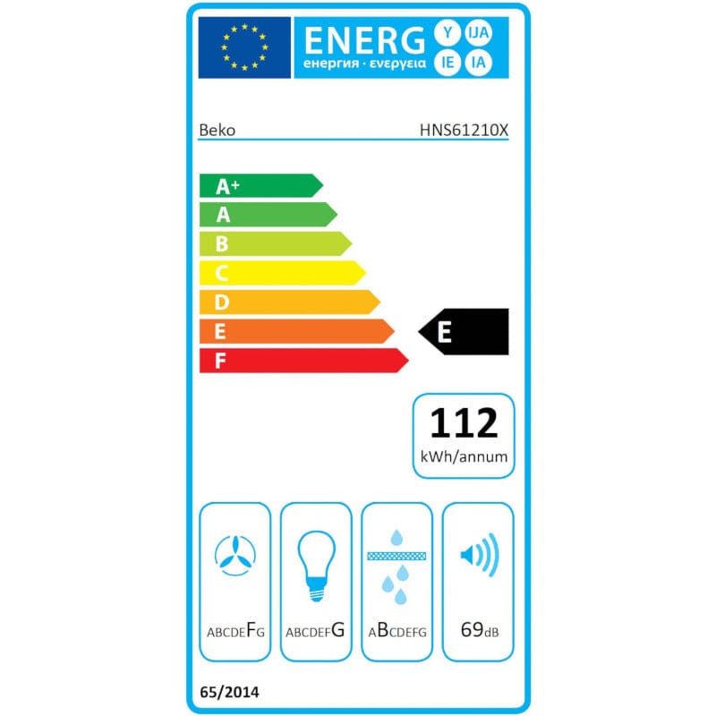 Beko Hota traditionala Hota Traditionala Beko HNS61210X | 60cm, 143W, 3 Viteze, Inox
