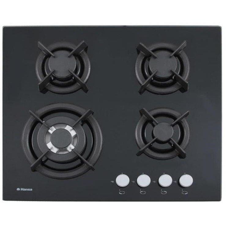 Hansa Plita incorporabila Plita Incorporabila Hansa BHKS6113 | 60cm, Gaz, 4 Arzatoare, WOK, Sticla Neagra, 60x52cm