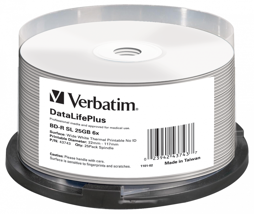 VERBATIM BD-R SL 25GB 6x Wide Print NO ID SP 25