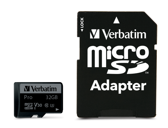 Verbatim Pro microSDHC U3 32GB with adapter