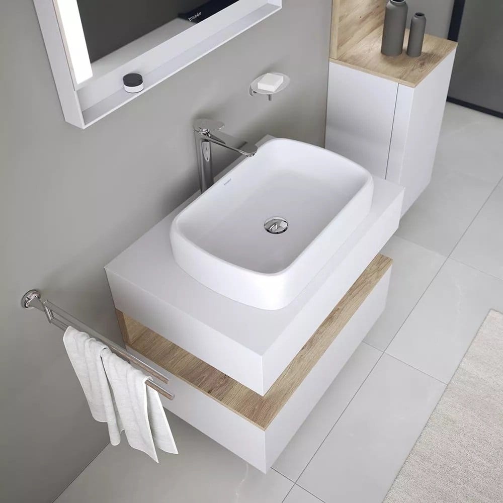 Duravit Lavoar Duravit, Above cb overstretched 60cm Qatego white w/o OF, w/o TP, ground, montare pe blat, oval, alb