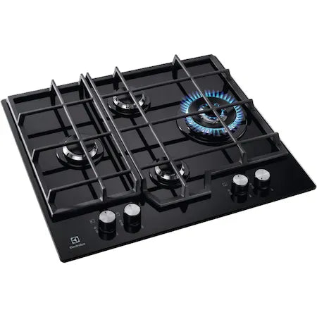 Electrolux Plita incorporabila Electrolux, Gaz, 4 zone de gatit, Aprindere electrica, Arzator Wok, Dispozitiv de siguranta, Gratare fonta, 60 cm, Sticla neagra