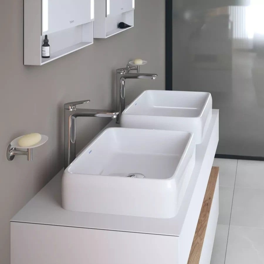 Duravit Lavoar Duravit, Above counter basin 600 mm Qatego white, w/o OF, w/o TP, ground, montare pe blat, dreptunghiular, alb