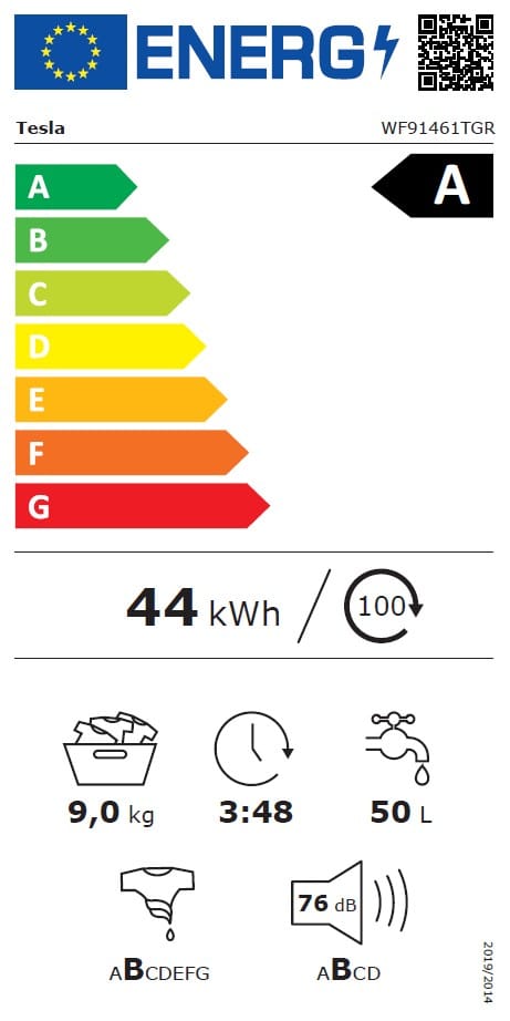 Tesla WG Masina de spalat rufe Masina de spalat rufe Tesla WF91461T | 9kg, 1400 RPM, Clasa A, Inverter, 59.5x56x85cm
