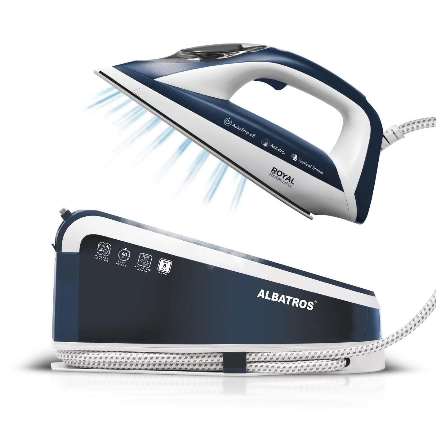 Sistem de Călcat Albatros Royal Steam Care Albastru - Performanță Profesională