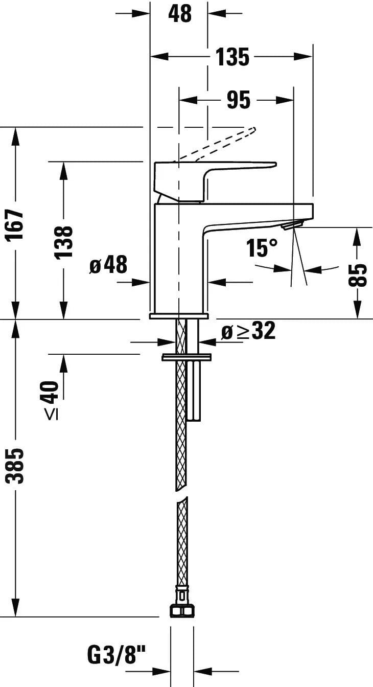Duravit Baterie lavoar Duravit, Manhattan single lever bas. mixer S with pull-rod, monocomanda, marime S, cartus ceramic, fara set de evacuare, schwarz mat, negru mat