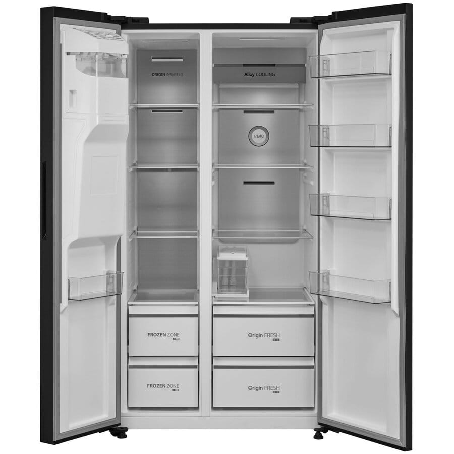 TOSHIBA Frigider Side by Side Toshiba 582 l (380+202), Clasa E, No Frost, Ice Maker 3 în 1, Wi‑Fi, Inox Negru