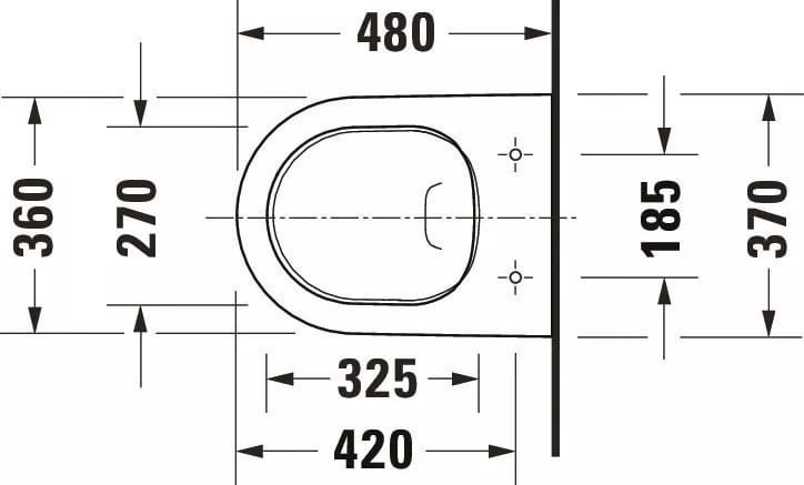 Duravit Vas wc Duravit, Toilet wm compact 480 mm D-Neo, white, rimless, wd-model, suspendat, evacuare orizontala, fara capac (0021610000, 0021690000), alb