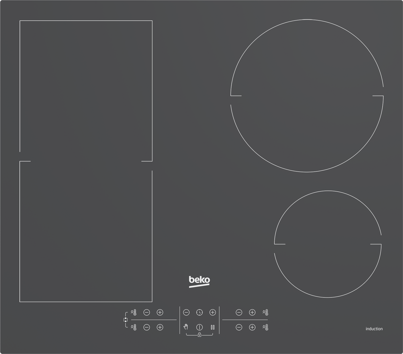 Beko Plita electrica Plita Inductie Beko HII64200FMTZG | 4 Zone, FlexInduction, Booster, Timer, 9 Niveluri