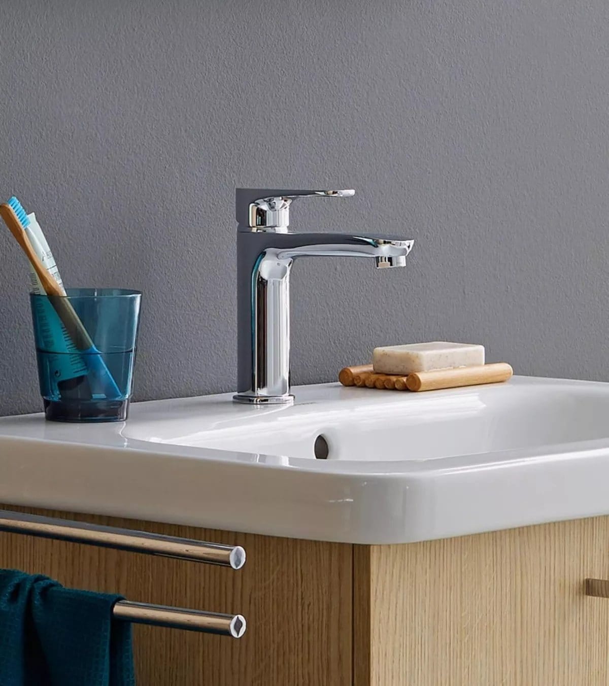 Duravit Baterie lavoar Duravit, A.1 Single lever basin mixer M, monocomanda, marime M, cartus ceramic, fara set de evacuare, crom