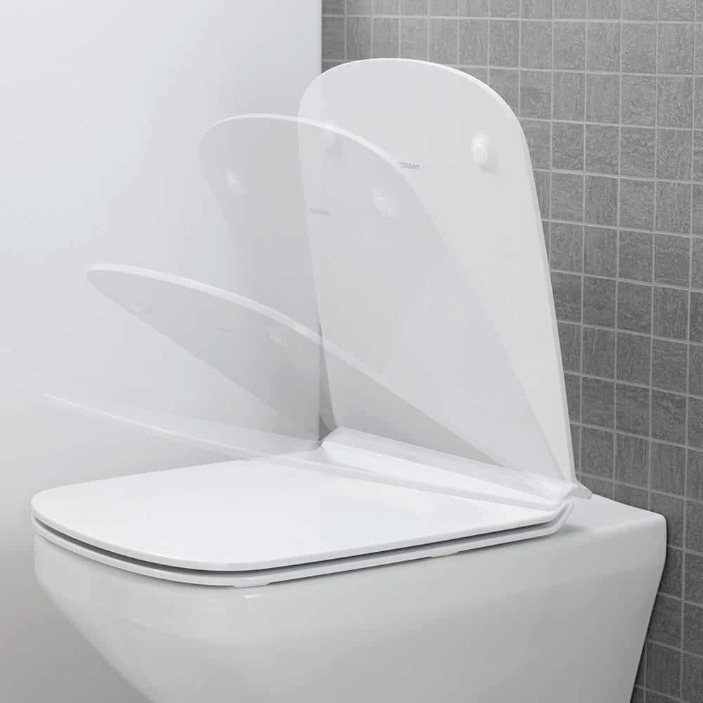 Duravit Vas wc + capac Duravit, Toilet wall-mounted DuraStyle,riml. Seat and cover with soft closure, suspendat, evacuare orizontala, cu capac (0063790000), soft close, alb