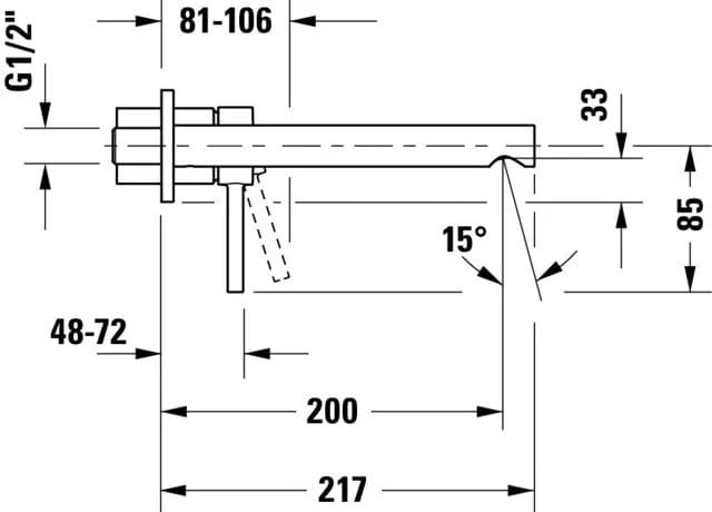 Duravit Baterie lavoar Duravit, Circle single lever basin mixer concealed installation, incastrat, montare pe perete, monocomanda, proiectie 200mm, necesita corp instalare GK1900004000, crom