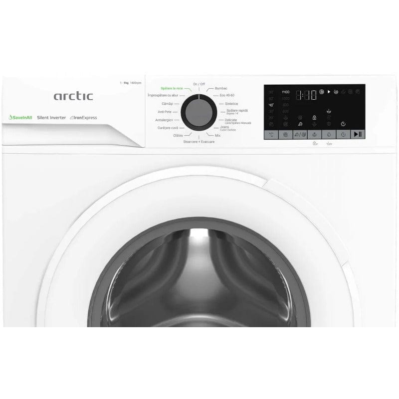 ARCTIC Masina de spalat rufe Masina de spalat rufe Arctic APLM2WFSU29412W | 9kg, 1400rpm, Clasa A, Motor Inverter, ExtraSteam, 60x54.6x84.5cm