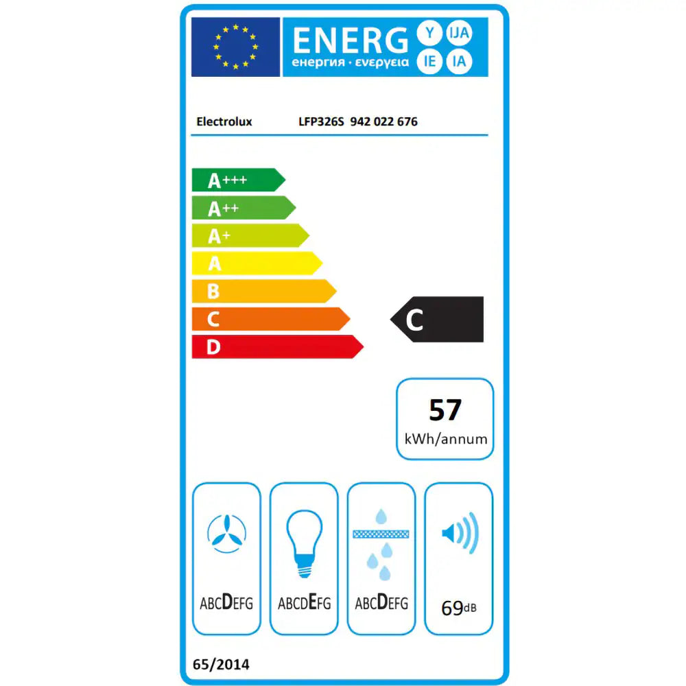 Hota telescopica incorporabila Electrolux, Putere de absorbtie 410 mc/h, 1 motor, 60 cm, Inox